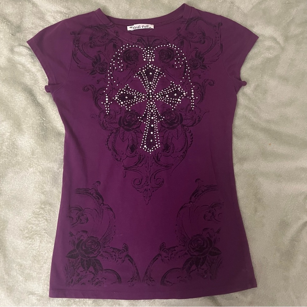 Heidi Full y2k bedazzled baby tee